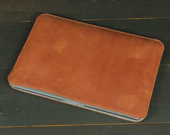 Leather MacBook Sleeve with Felt Lining, Slim Laptop Case for MacBook Air Pro 13 14 15 16 Inch, Custom Protective Cover, Gift for Teacher
