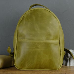 Sac à dos vintage en cuir pour femme - Sac Crazy Horse fait main avec fermeture éclair, poche extérieure et gravure gratuite - Cadeau élégant pour l'école ou le travail