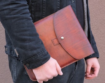 Personalized Leather iPad Sleeve, Vintage Style, Custom Engraving