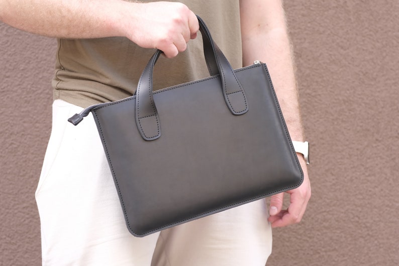 Zippered Leather Bag for Macbook Air 13 M1 Leather Laptop Etsy
