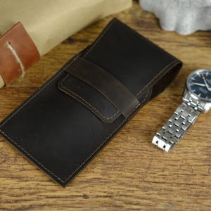 Custodia per orologio in pelle da uomo – Porta orologio da polso in pelle pieno fiore Crazy Horse fatto a mano – Custodia da viaggio personalizzata – Regalo per lui