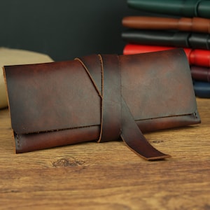 Carteras minimalistas de cuero para mujer, Iniciales gratis, Cartera larga para mujer, Carteras finas de cuero, Regalos de cuero personalizados, Regalo de cumpleaños