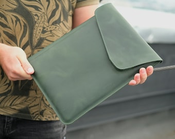 Funda de cuero personalizada para MacBook, funda para portátil hecha a mano, iniciales gratis
