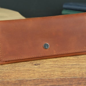 Cartera de piel auténtica para mujer / Cartera grabada para marido / Regalo de aniversario para mujer / Cartera de piel plegable, Regalos de Navidad para él