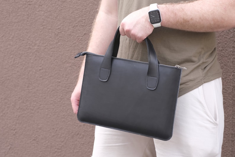 Zippered Leather Bag for Macbook Air 13 M1 Leather Laptop Etsy