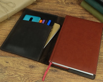 Funda de cuero personalizada para cuaderno A5, organizador de diario