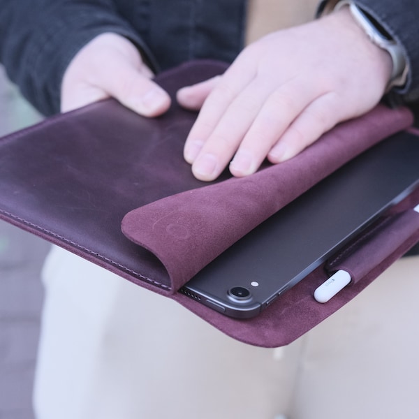 iPad Mini 6 Ledertasche - mit Stifthalter / Ledertasche für iPad Pro 11 2021 / Leder Hülle für iPad Air 4 / Cover für iPad Pro 10.2