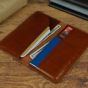 Leather Wallet, Credit card wallet, Leather long wallet for men and women, Slim handmade leather wallet, 8 card pockets, Personalized gift