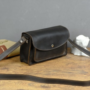 Bolso bandolera de piel para mujer – Bolso de hombro personalizado con cremallera – Monedero grande hecho a mano para uso diario – Regalo para ella