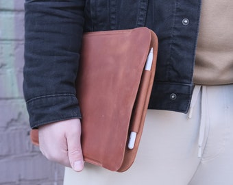 Leather case for iPad Pro with pencil holder / Leather Sleeve for iPad Air 5 / Cover for iPad Pro 10.5 / Slim case for iPad Pro 12.9 inch
