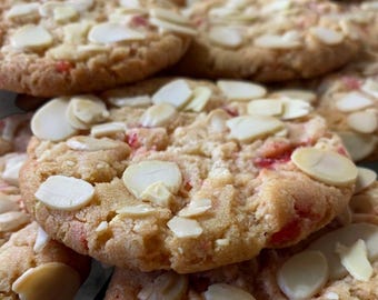 Cherry Bakewell Cookies - Box of 12 | Handmade | Baked to Order | Letterbox Gift | Edible Gift