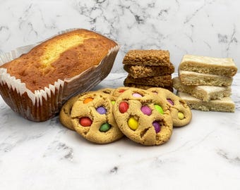 Handmade Treat Box: 1lb Cake, Flapjack, Shortbread, Cookies - Choose Flavours
