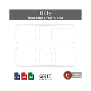 Patrón digital de billetera plegable horizontal SVG PDF DXF / Billy