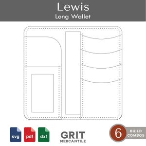 Patrón de billetera larga SVG PDF DXF Plantilla de descarga digital / Lewis