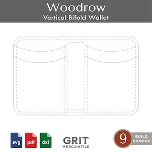 Portafoglio bifold modello digitale SVG PDF DXF / Woodrow