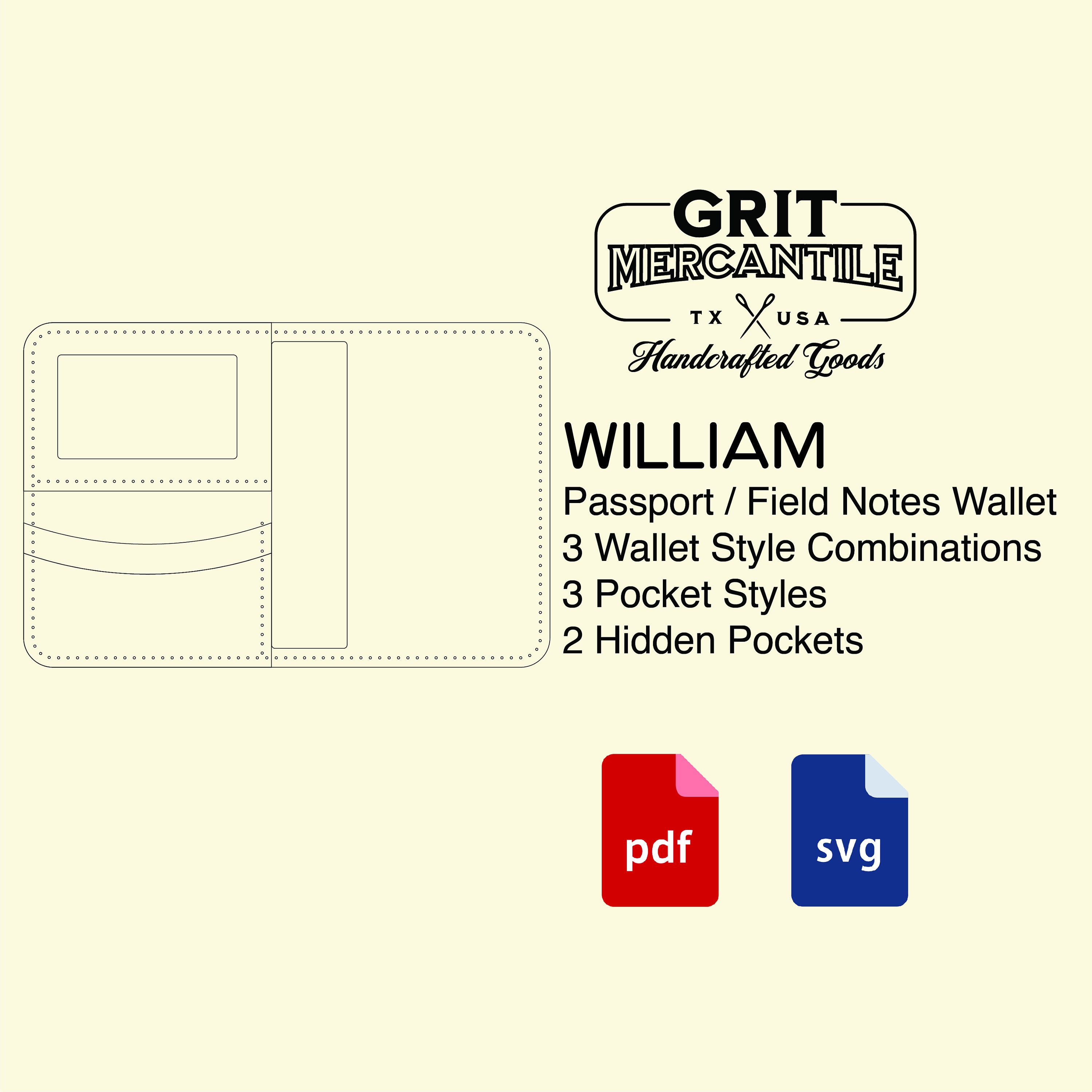Buy William Laser Ready Passport Field Notes Wallet Template Online in India  - Etsy