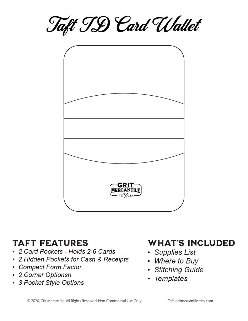 Taft SVG Files Card Wallet Template Cricut Silhouette | Etsy