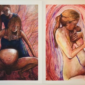 A4 Giclee Prints ~ Arte de la maternidad ~ Arte del nacimiento ~ Femenino ~ Arte de la Diosa ~ Doula ~ Partera ~ Blessingway ~ Baby Shower ~ Nueva Madre Arte