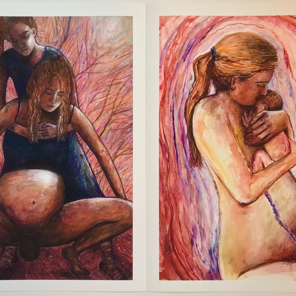 A4 Giclee Prints ~ Motherhood Art ~ Birth Art ~ Feminine ~ Goddess Art ~ Doula ~ Midwife ~ Blessingway ~ Baby Shower ~ New Mother Art