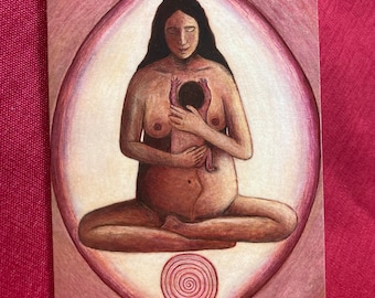 A6 Card New Mother -Birthing Baby- home birth - lotus birth - midwifery -sacred birth - doula - birthkeeper