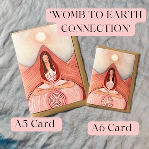 A6-kaart - A5-kaart - geboorte schilderij - schilderij Doula - moederkunst - godin kunst - Blessingway-kaart - nieuwe moederkunst - baarmoederkunst