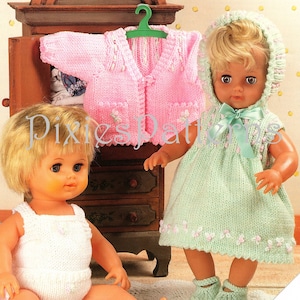Doll&#39;s outfit knitting pattern. To fit doll height 12&quot;-22&quot;. Double Knitting. PDF instant download