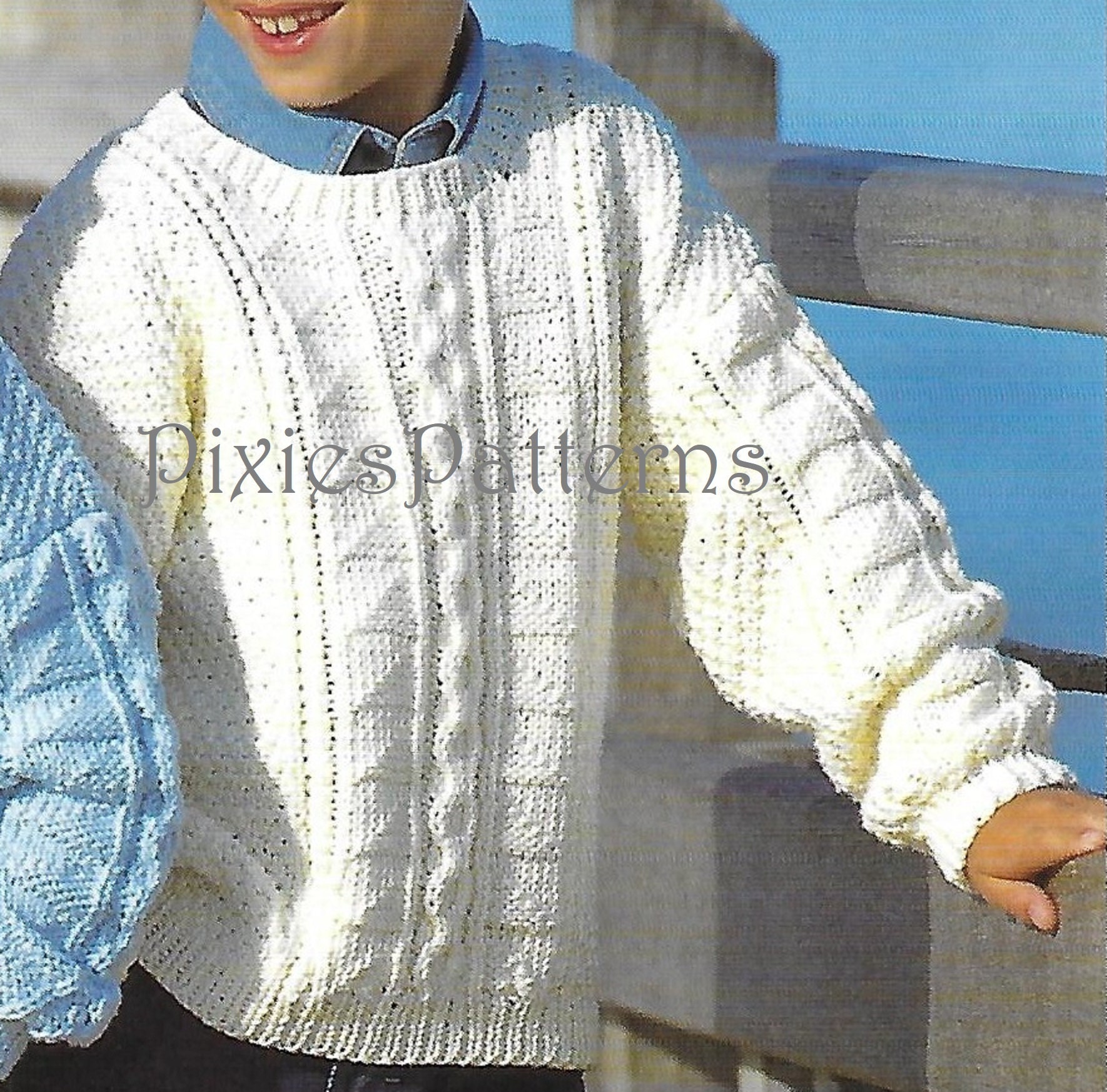 Child's boy or Girl Aran Jumper Knitting Pattern PDF Etsy