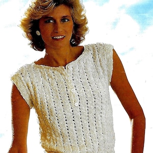 Damen Sommertop mit Knopföffnung, Strickmuster, PDF Sofort-Download