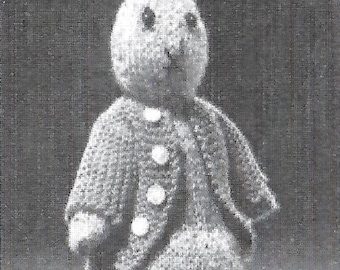 Peter Rabbit vintage soft toy knitting pattern PDF instant digital download