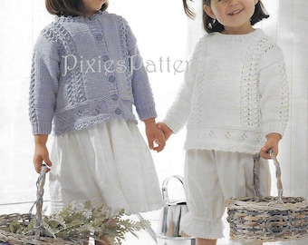 Girl's very pretty sweater/cardigan with lots of lovely detail knitting pattern PDF instant digital download