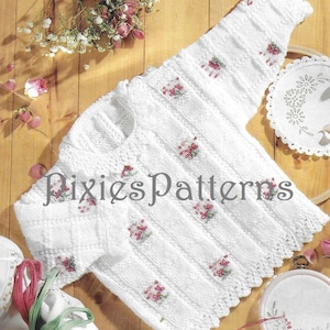 Very pretty girl&#39;s sweater knitting pattern. To fit chest sizes 16&quot; - 26&quot;. Double Knitting. PDF instant digital download