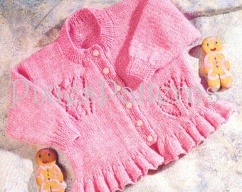 Baby/girl butterfly and flower motifs cardigan knitting pattern. To fit  16"-26" chest. Double Knitting. PDF instant digital download