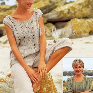 Ladies short sleeved sweater and sleeveless top knitting pattern PDF instant digital download 32" - 42" bust