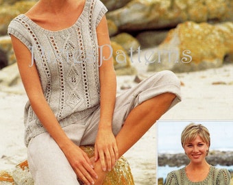 Ladies short sleeved sweater and sleeveless top knitting pattern PDF instant digital download 32" - 42" bust