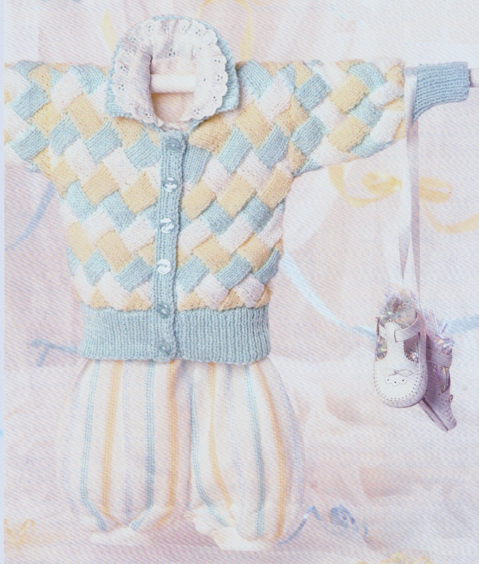 Nearly Free Baby Basketweave Cardigan Knitting Pattern Instant Etsy