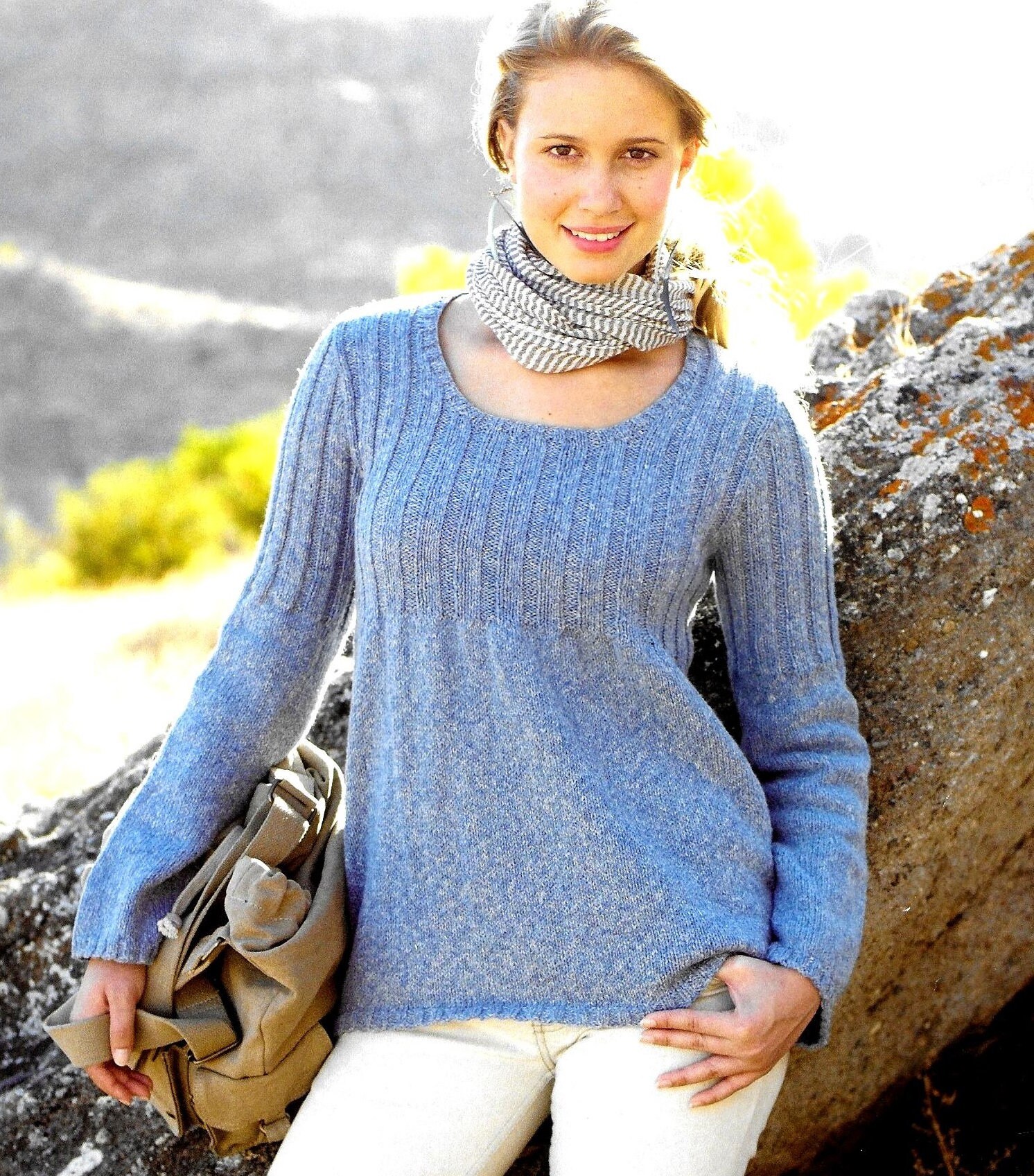 Ladies round neck tunic sweater knitting pattern PDF digital | Etsy