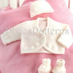 Baby/premature baby dainty cardigan, hat & bootees knitting pattern PDF instant digital download