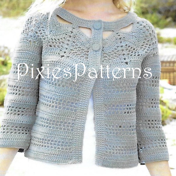 Ladies cardigan CROCHET PATTERN To fit 32"-42" (81 -107cm) bust Double Knitting PDF instant digital download