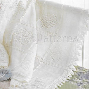 Heirloom panelled baby shawl knitting pattern. 4 Ply. PDF instant digital download