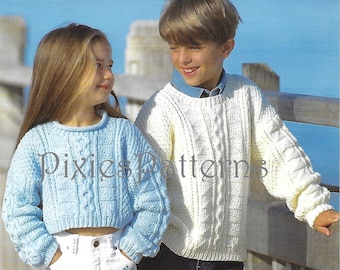 Child's (boy or girl) Aran jumper knitting pattern PDF instant digital download