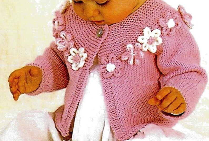 Baby/toddler flower embellished cardigan knitting pattern PDF Etsy