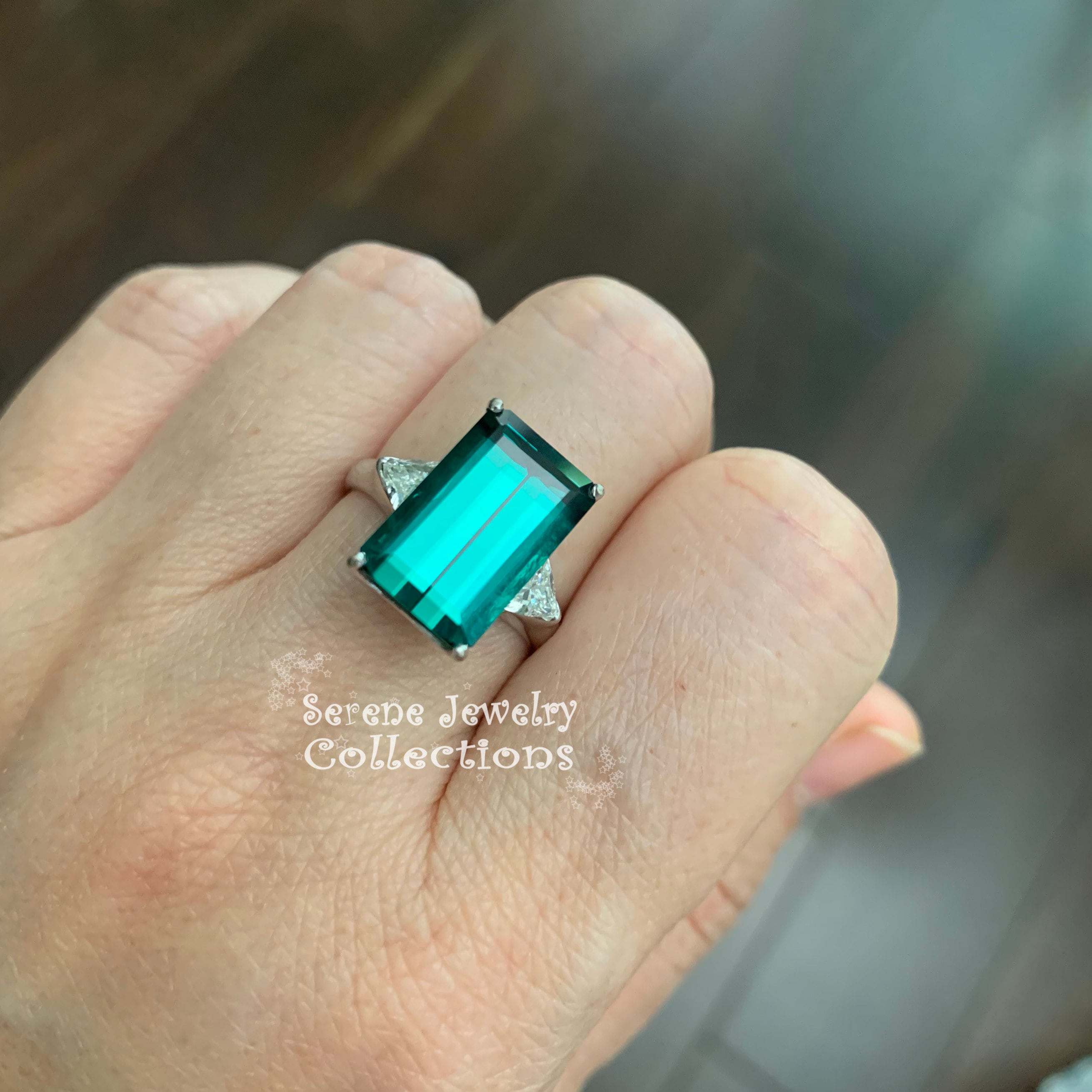 7.08CT インディコライト ブルー トルマリン ダイヤモンド 18K