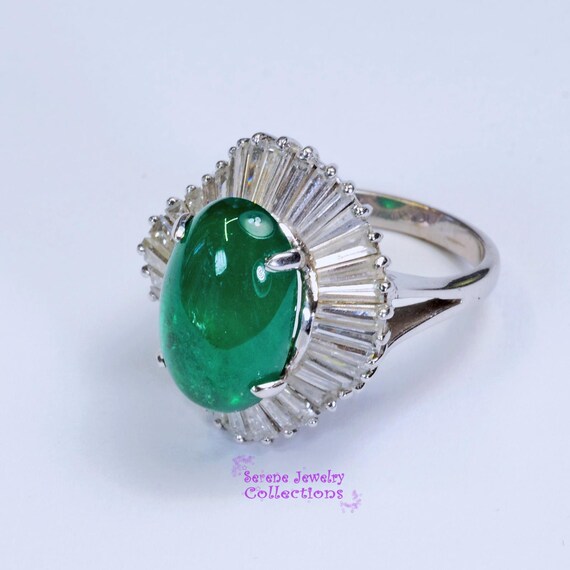 6.5CT Emerald Diamond 18k Solid Gold Ring Vintage… - image 8