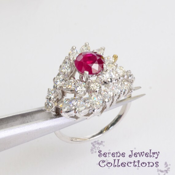 1.25ct Ruby Diamond 18k Solid Gold Ring Estate Vi… - image 4