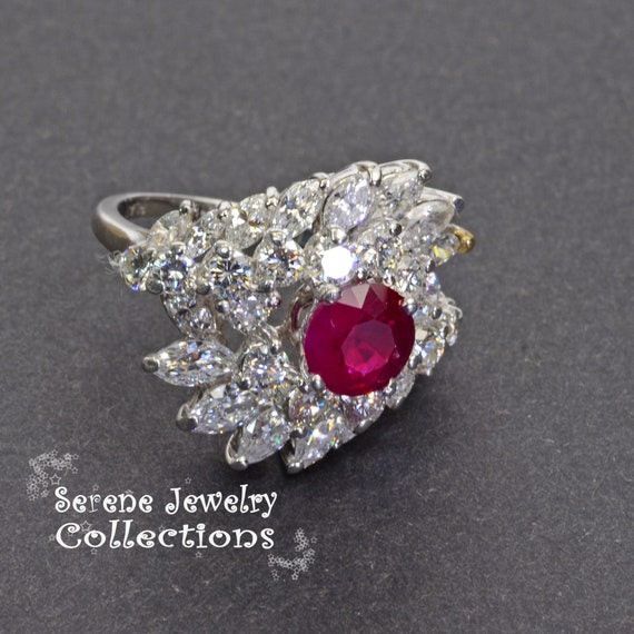 1.25ct Ruby Diamond 18k Solid Gold Ring Estate Vi… - image 7