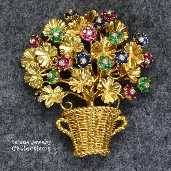 Ruby Emerald Sapphire Diamond 18k Solid Gold Tiff… - image 8