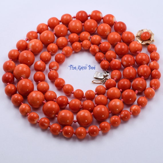 6.5MM-11.7MM Momo Coral Round Bead 14k Solid gold… - image 3