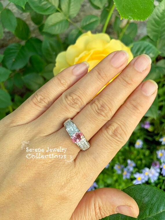 1.029ct Padparadscha Sapphire Diamond Ring Platin… - image 9