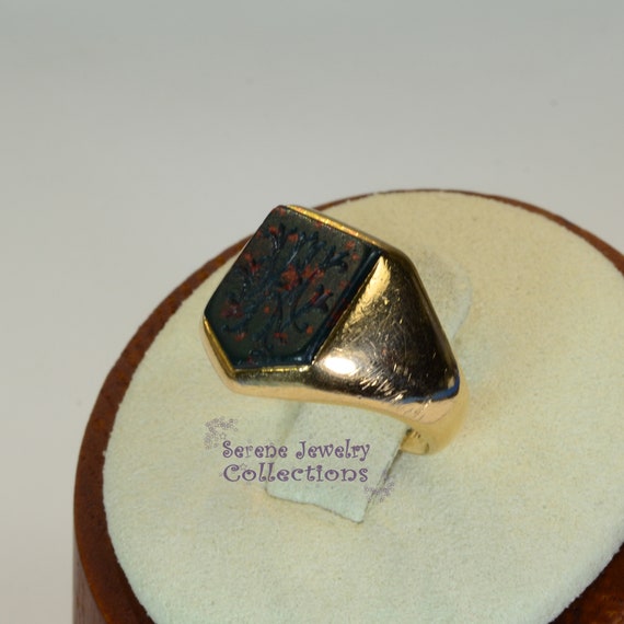 BIRKS Victorian Bloodstone Wax Seal Signet 18k Go… - image 5