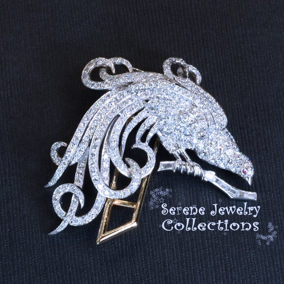 Bird of Paradise Diamond Platinum Brooch Vintage - image 5